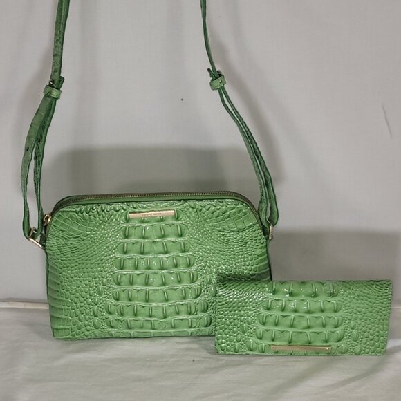 BRAHMIN MINI SYDNEY ALOE GREEN CROSSBODY PURSE BAG W/ MATCHING ADY